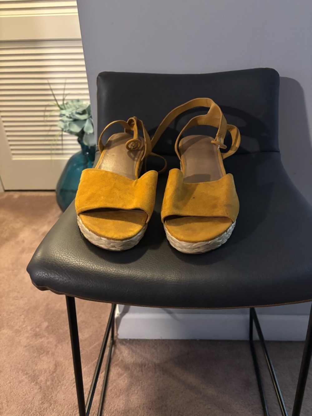 Lane Bryant Mustard Yellow Suede Espadrille Platform Sandals